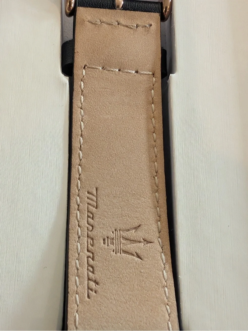 Black Strap Rose Gold Case Chronograph Watch